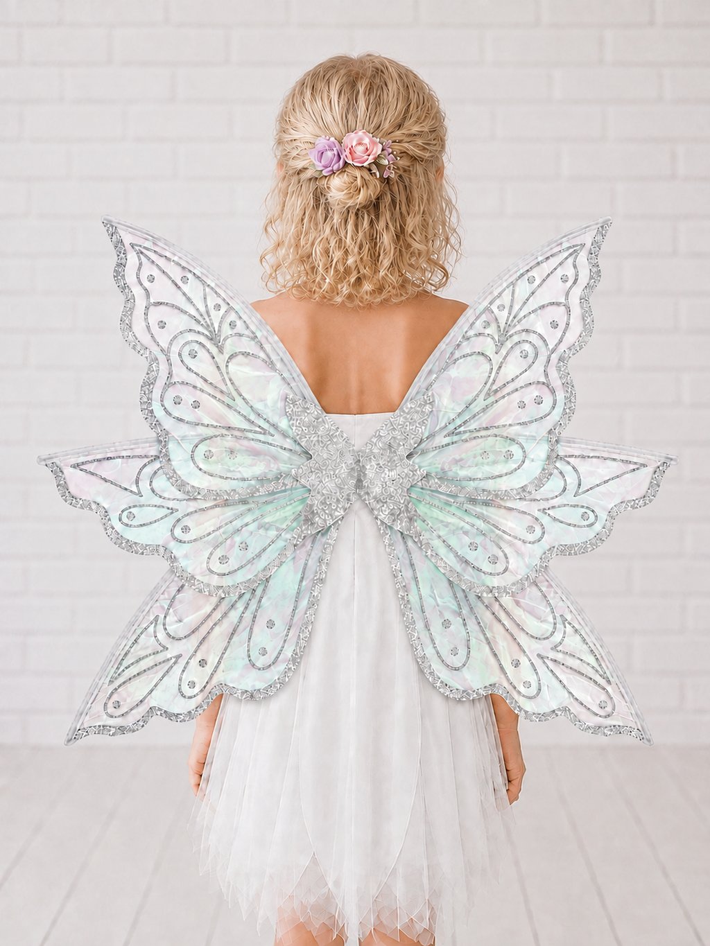 Silver Aurora Iridescent Fairy Wings for Children