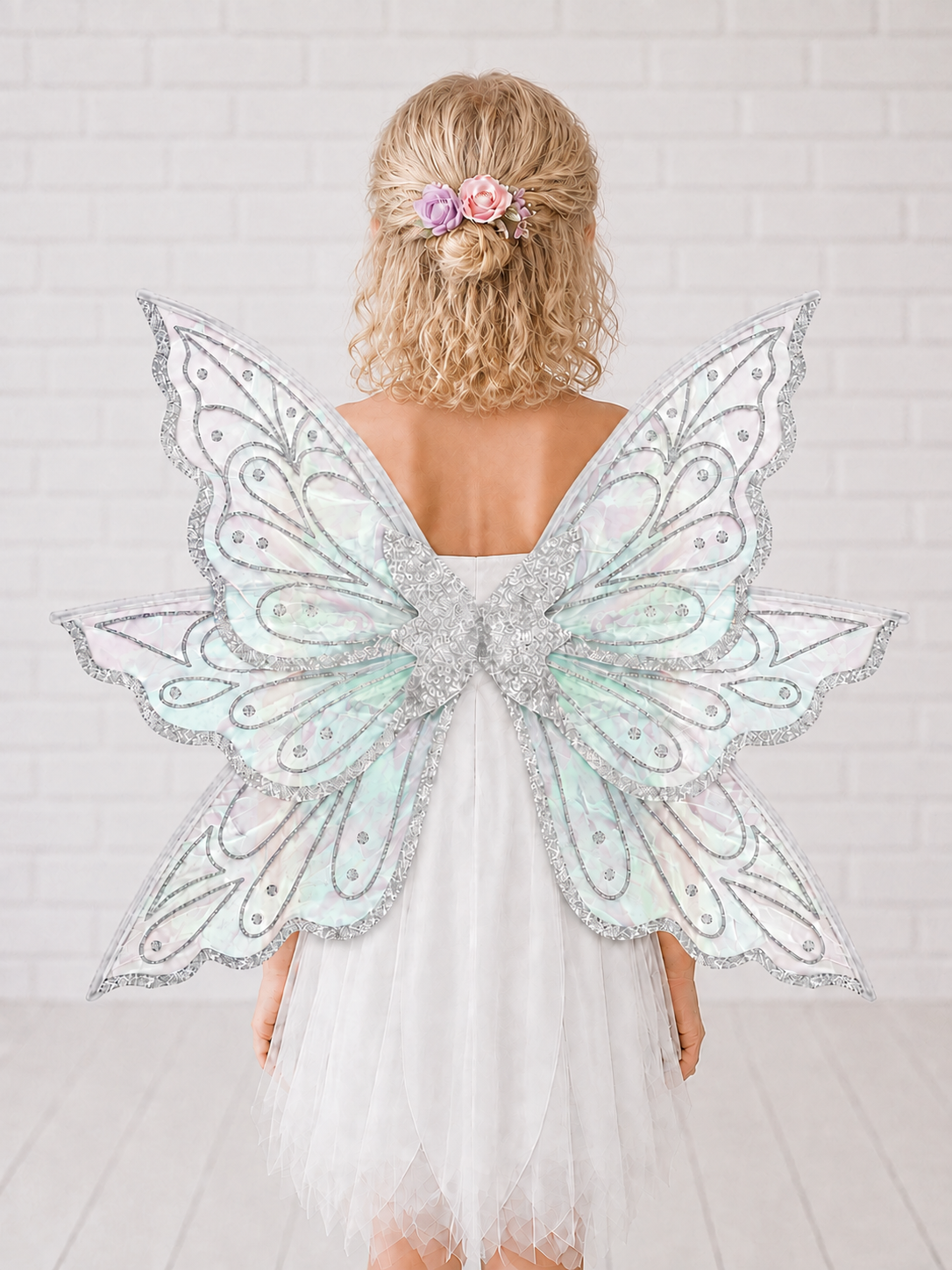 Silver Aurora Iridescent Fairy Wings for Children
