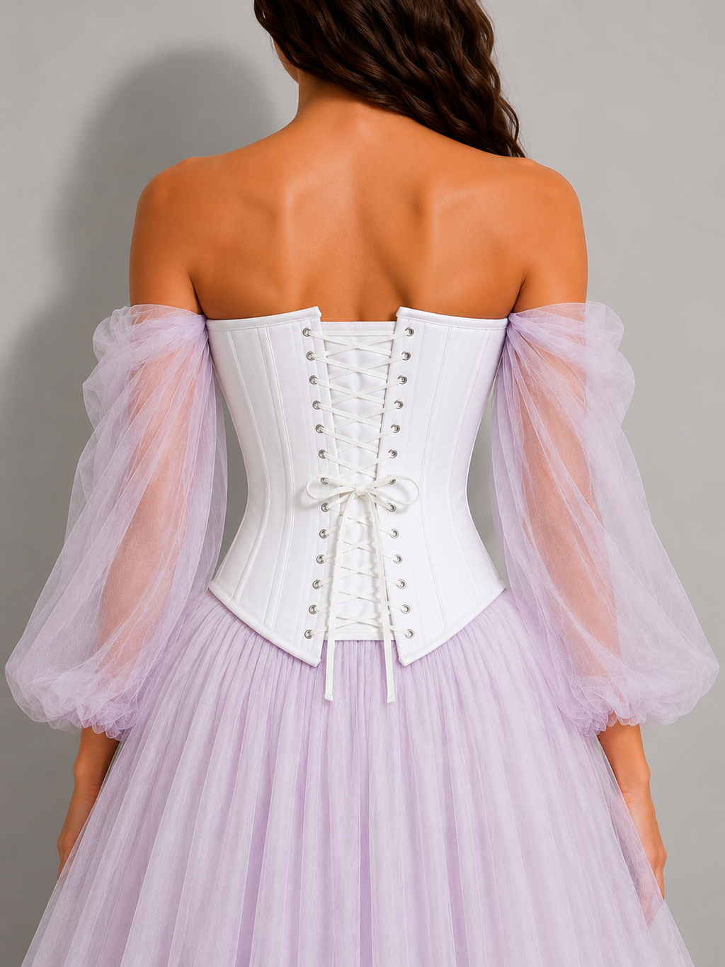 White Cotton Corset, Steel Boned Overbust Corset, Heavy Duty, Lace Up Wedding Corset, Waist Training and Everyday Shapewear