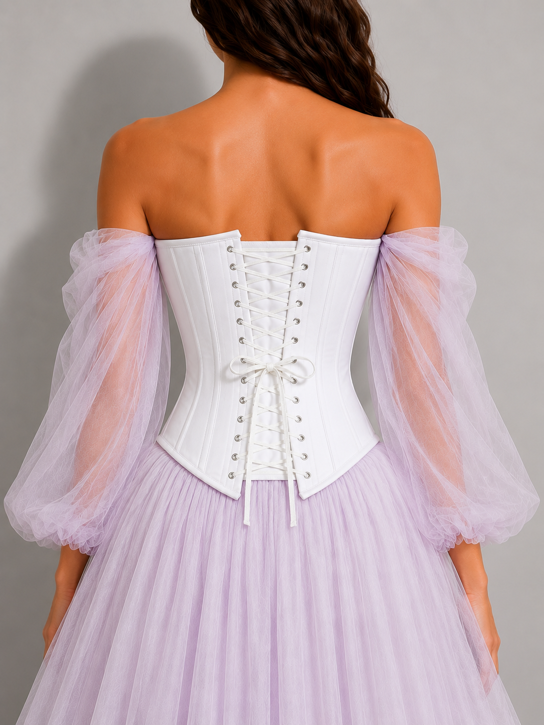 White Cotton Corset, Steel Boned Overbust Corset, Heavy Duty, Lace Up Wedding Corset, Waist Training and Everyday Shapewear