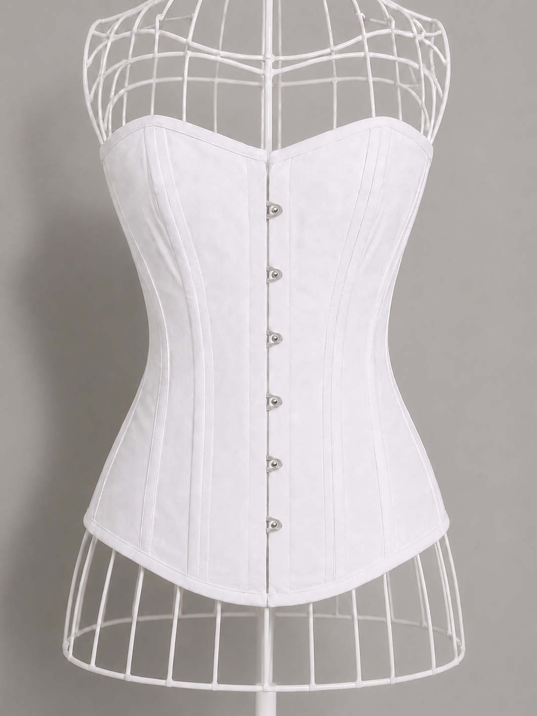 White Cotton Corset, Steel Boned Overbust Corset, Heavy Duty, Lace Up Wedding Corset, Waist Training and Everyday Shapewear