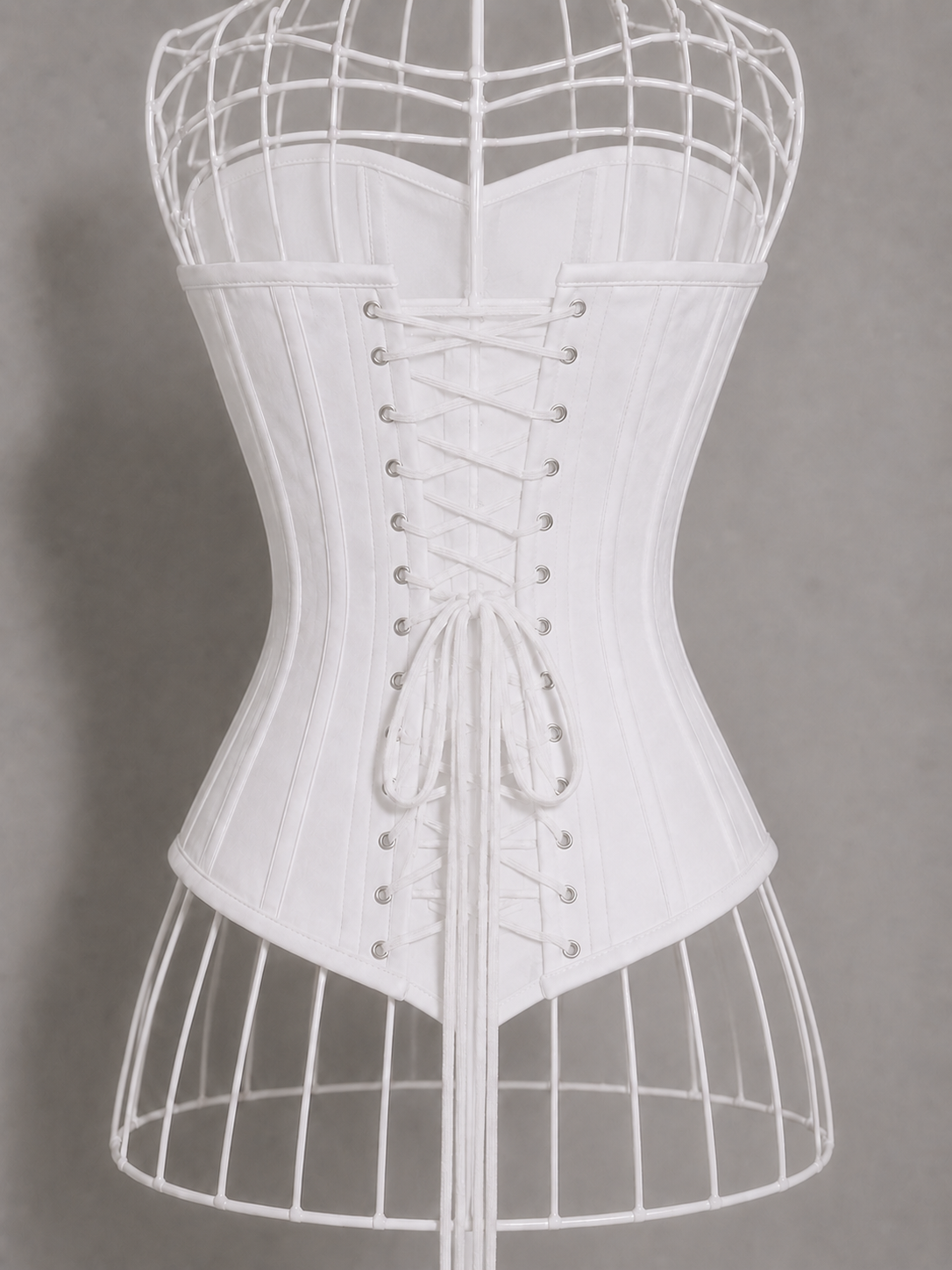 White Cotton Corset, Steel Boned Overbust Corset, Heavy Duty, Lace Up Wedding Corset, Waist Training and Everyday Shapewear