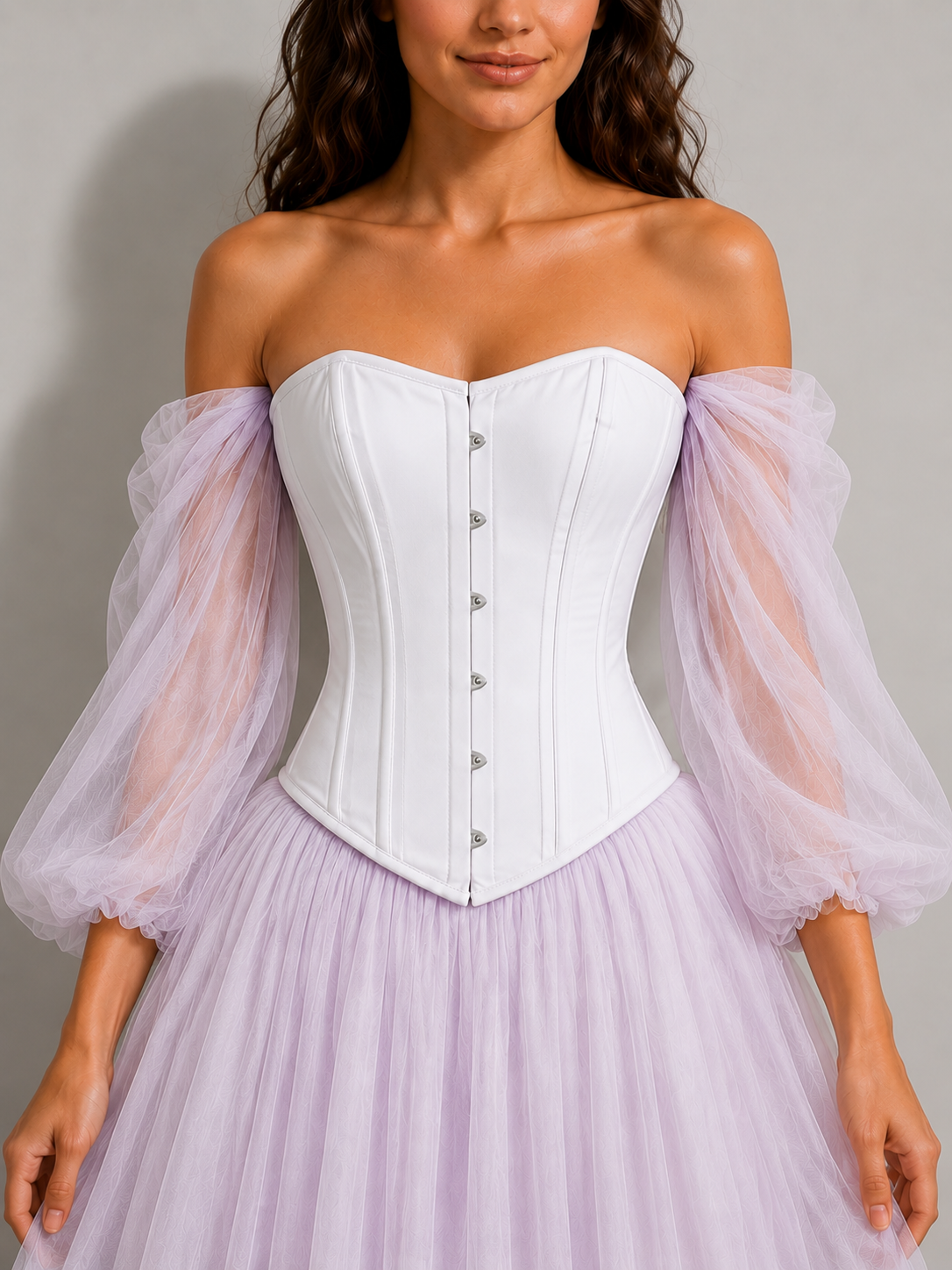 White Cotton Corset, Steel Boned Overbust Corset, Heavy Duty, Lace Up Wedding Corset, Waist Training and Everyday Shapewear