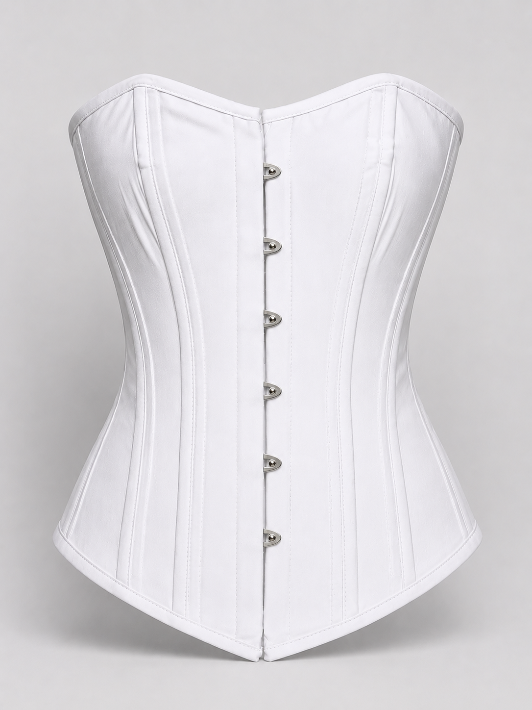 White Cotton Bridal Corset, Steel Boned Overbust Corset, Lace Up Wedding Corset, Waist Training and Everyday Shapewear