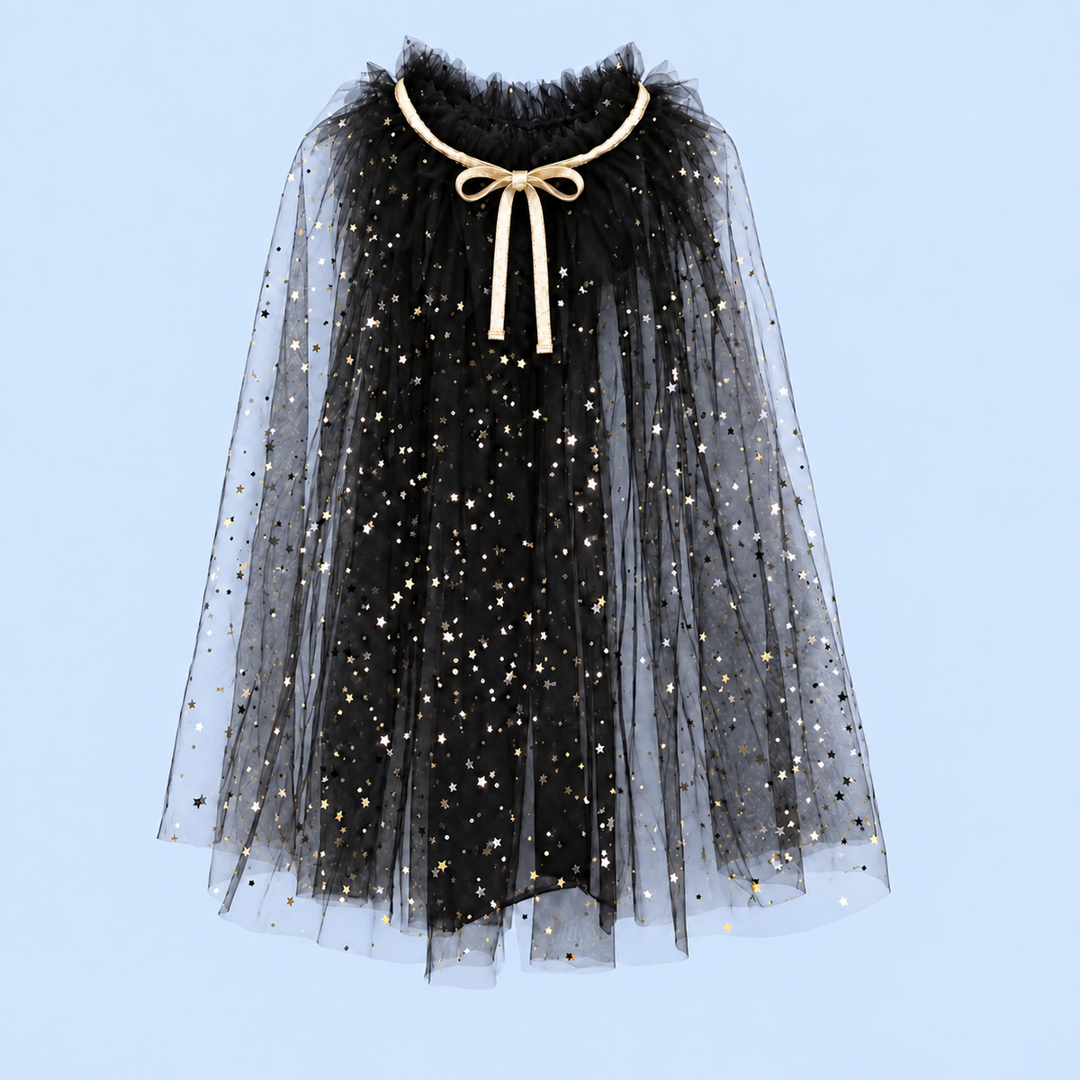 Boys and Girl’s Starry Witch and Wizard Costume Set | Black Tulle Tutu & Gold Star Cloak