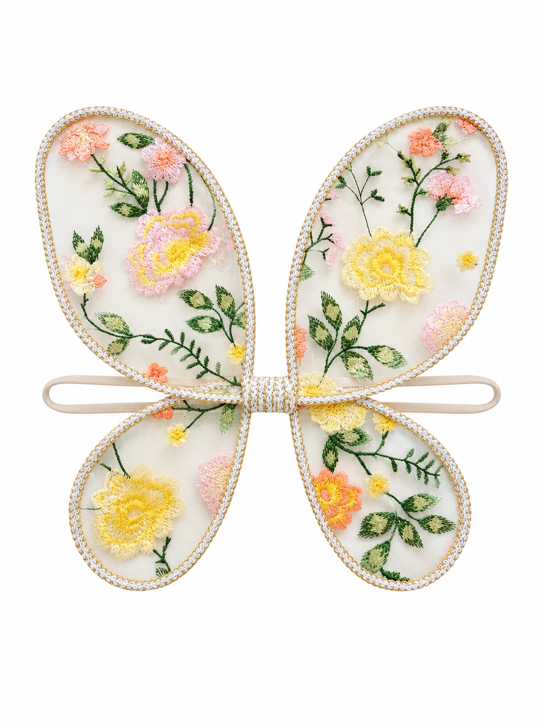 Handmade Embroidered Yellow Floral Baby Fairy Wings | 6–18 Months
