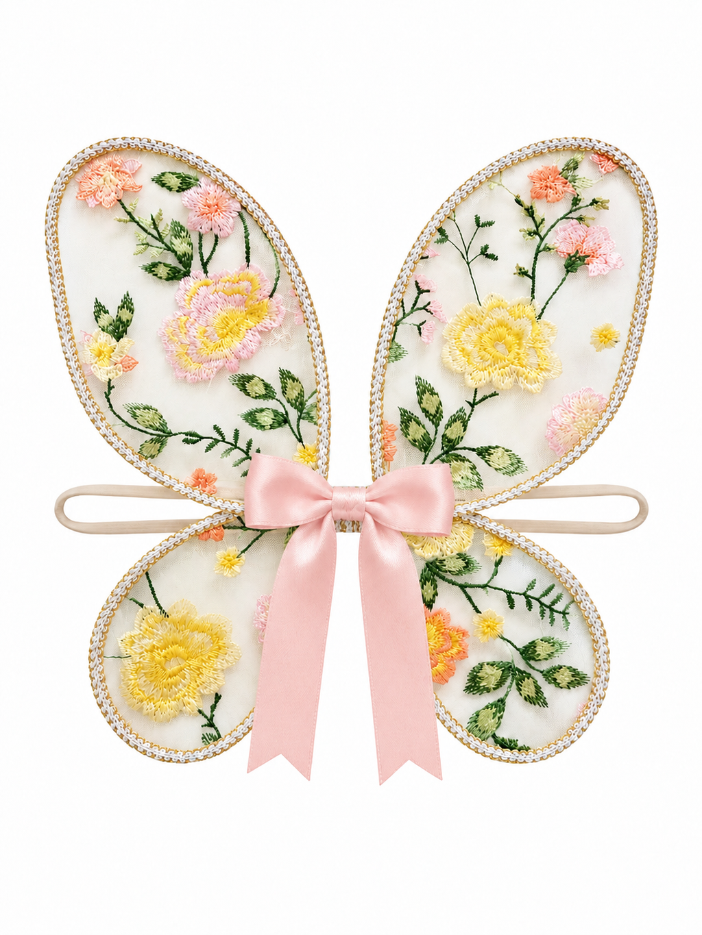 Handmade Embroidered Yellow Floral Baby Fairy Wings | 6–18 Months