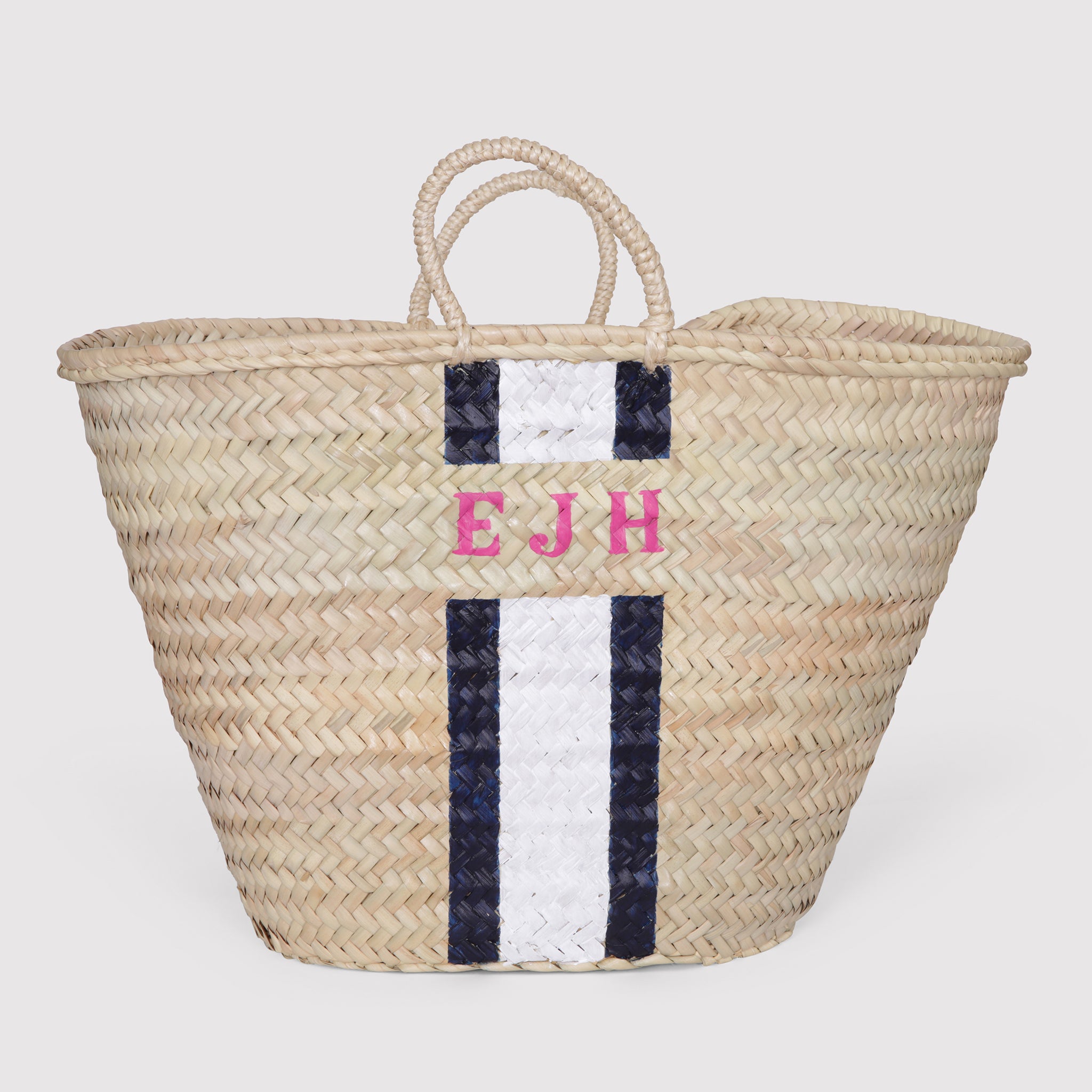 Elisa - Straw handle monogram basket