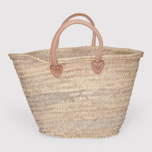Chloe Basket - Natural Pink handled straw basket