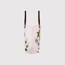 Load image into Gallery viewer, Nyra - Lilac flower Jute Bag with Leather Handles