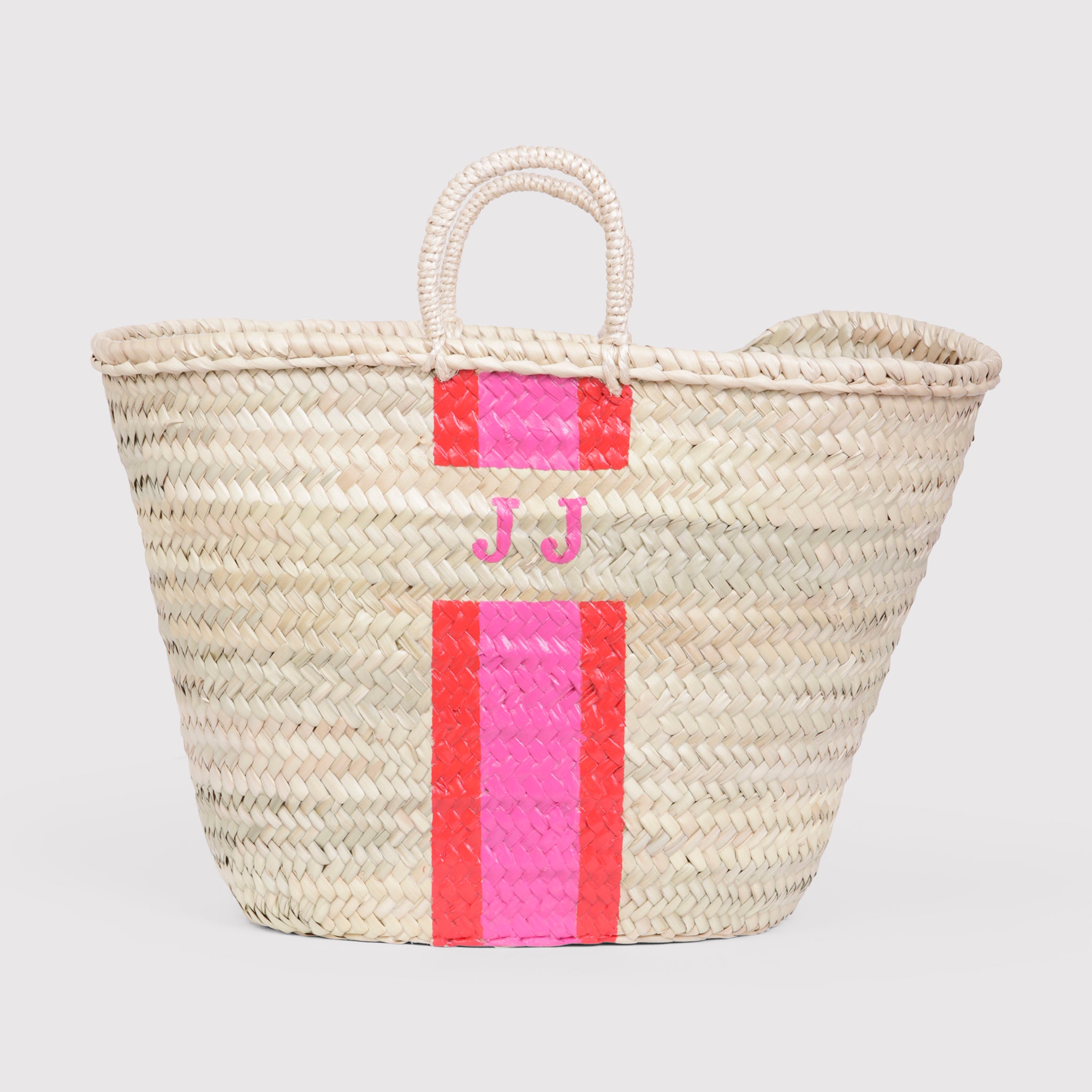 Elisa - Straw handle monogram basket