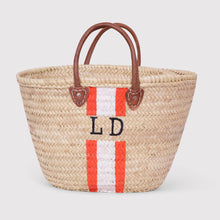 Load image into Gallery viewer, Bella Personalised Monogram Basket  with brown leather handles