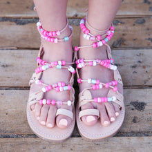 Load image into Gallery viewer, Selene Pink Leather Greek Sandals